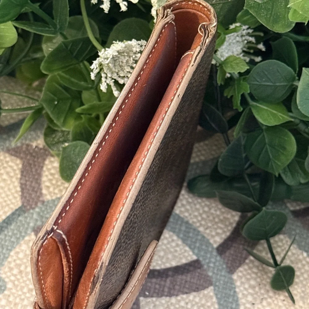 CELINE Macadam PVC Leather wallet Bifold Brown Authentic